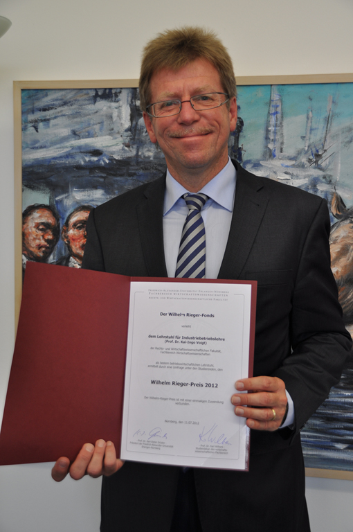Lehrstuhl für Industrielles Management erhält Wilhelm-Rieger-Preis 2012