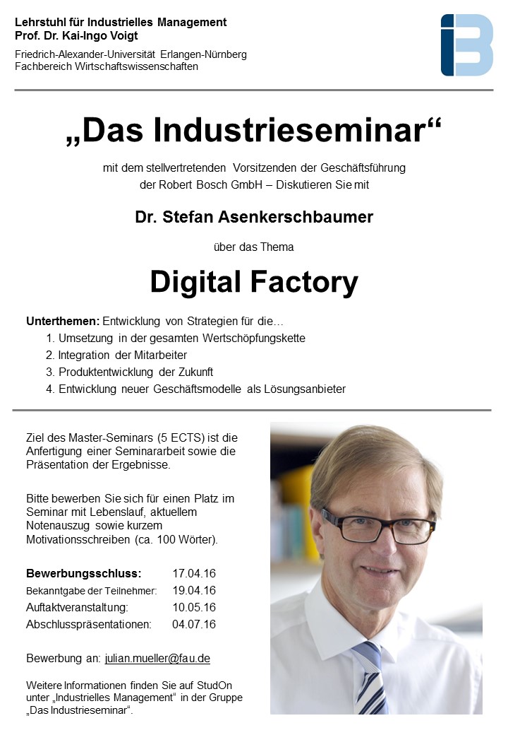 “Das Industrieseminar” mit Herrn Dr. Asenkerschbaumer