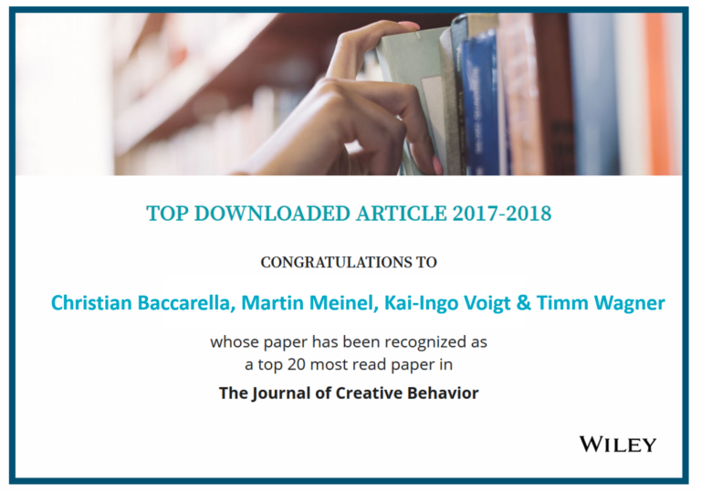 Article one of the 2017-2018 top downloaded in The Journal of Creative Behavior