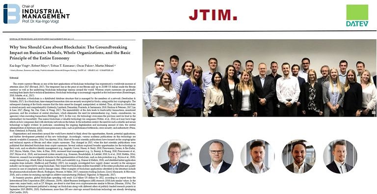 Special Issue on Blockchain in an Industrial Context Published in the “Journal of Technology and Innovation Management“