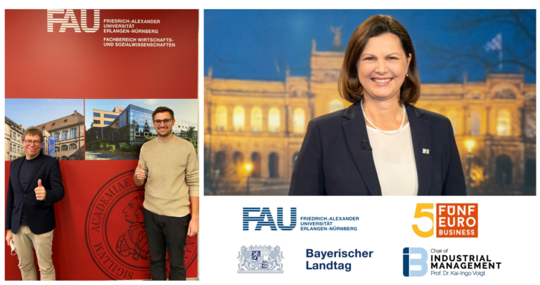 President of the Bavarian Parliament Ilse Aigner congratulates the 5-Euro-Business to its 20th anniversary
