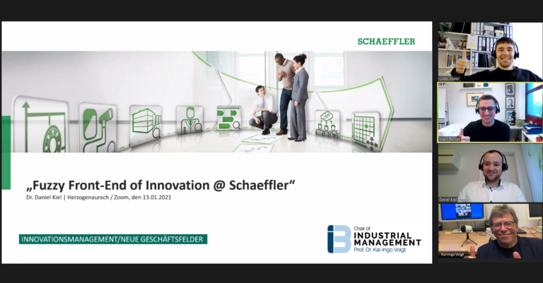 Fascinating digital guest lecture on the topic “Fuzzy Front-End of Innovation” by Dr. Daniel Kiel, Innovation Manager @Schaeffler
