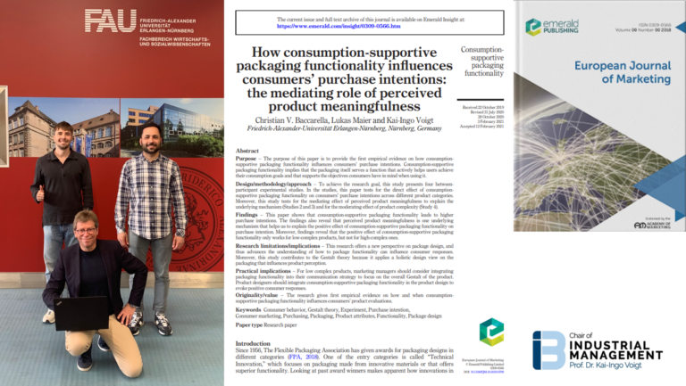 Latest research on how packaging functionality influences consumers’ purchase decisions published in the “European Journal of Marketing”