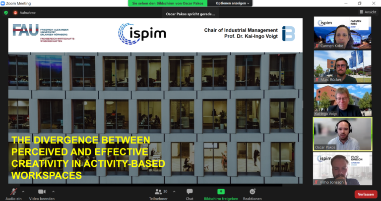 ISPIM 2021: lively discussions on the Chair of Industrial Management’s New Work research findings