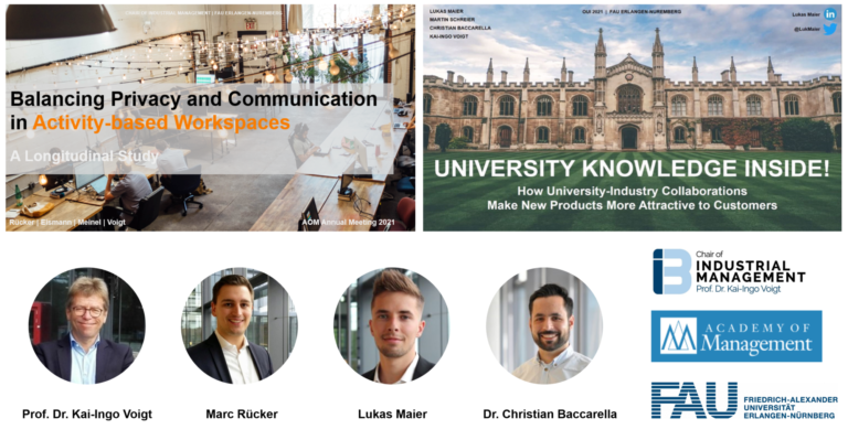 Two papers presented at the Annual Meeting of the Academy of Management (AOM) 2021 by the Chair of Industrial Management