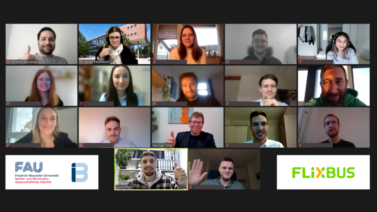 Winter Semester 2021/2022 successfully finished: Student teams of our “Innovation Seminar” presented and discussed their results with Daniel Krauss (CIO and founder of Flix)