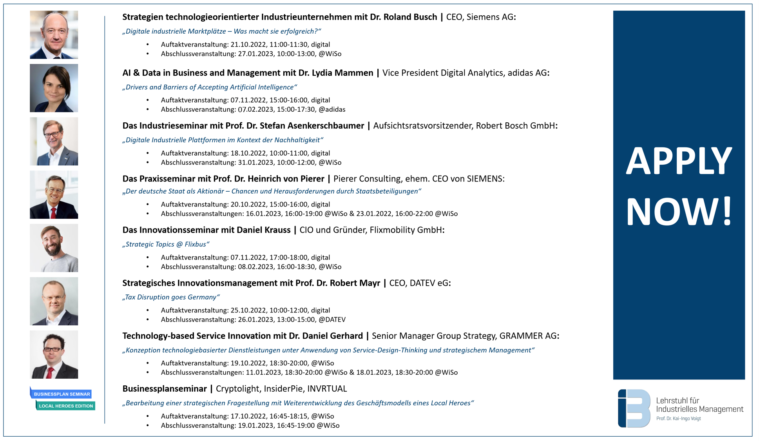 APPLY NOW! Join our exciting management seminars and meet our top executives from the business world