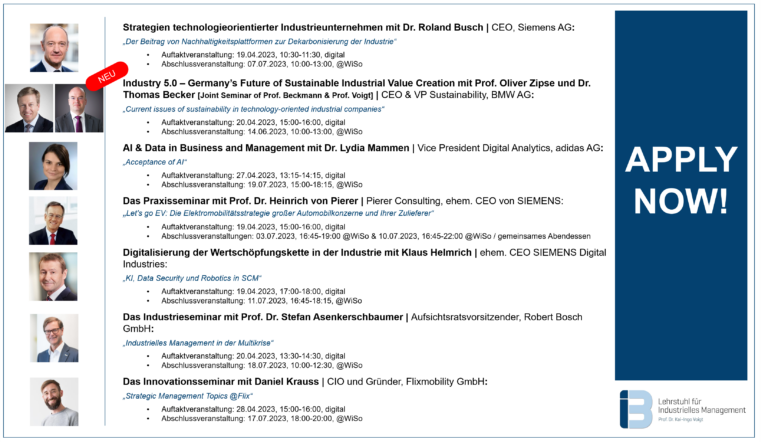 APPLY NOW: Our Top-Management Seminars in the Summerterm 2023