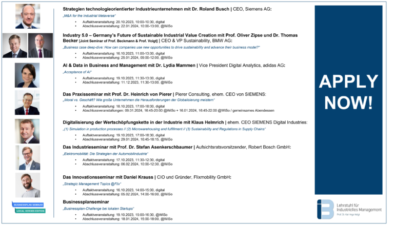 APPLY NOW: Our Top-Management Seminars in the Winter Term 2023/2024