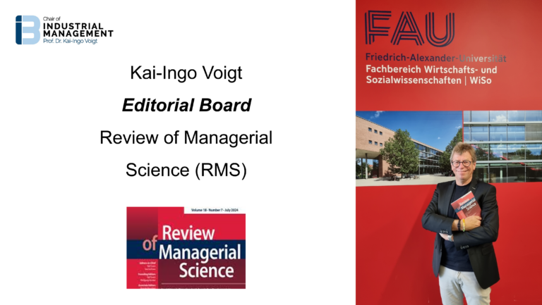 Prof. Voigt is delighted to join the Editorial Board of the Review of Managerial Science (RMS) by Springer Nature Group