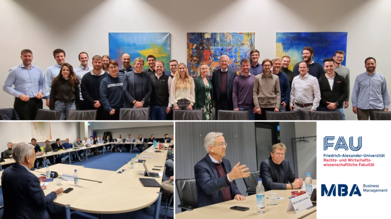 Sparkling “Fireside Chat” with Prof. Dr. Heinrich v. Pierer as Highlight of the “Innovation” Module in FAU‘s MBA-Program