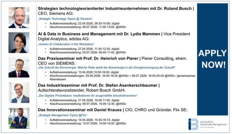 APPLY NOW! Our Top-Management Seminars for the upcoming summer semester!